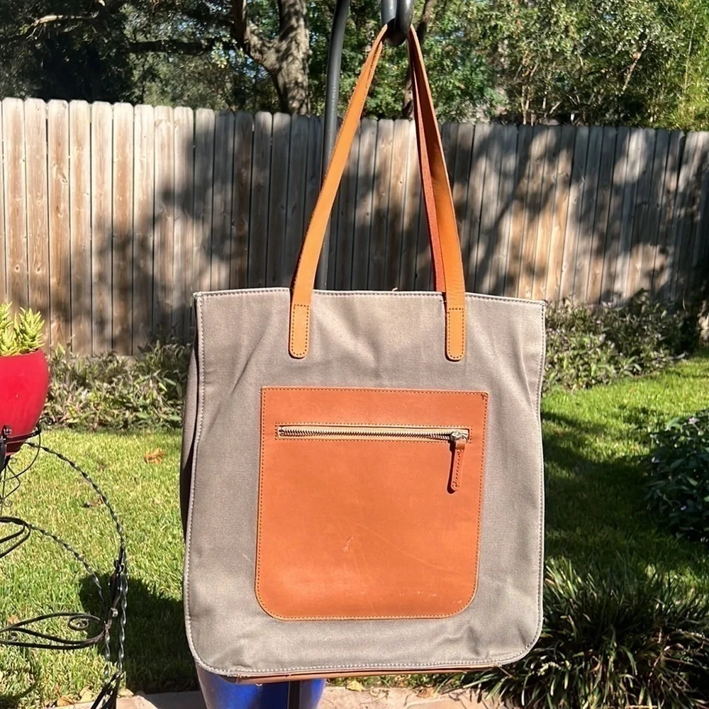 ▶️ Pottery Barn Kids ◀️ Gray Canvas Leather Tote